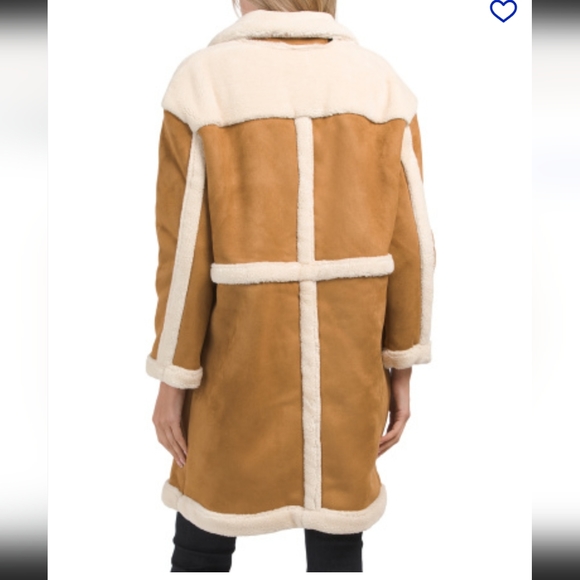 New! BLANK NYC Long Bonded Faux Fur Sherpa Coat Jacket Tan XS - Picture 2 of 12